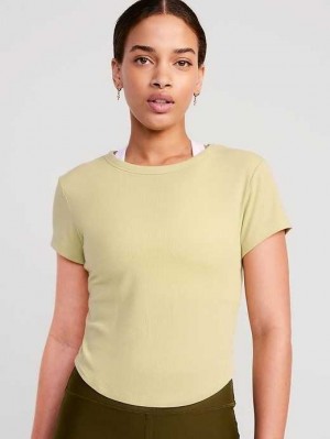 Haut Running Old Navy UltraLite Cropped Rib-Knit T-Shirt Femme Washed Celadon | 905-OWCMDK