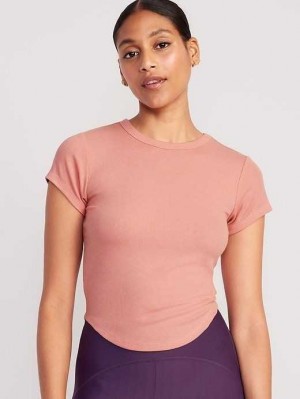 Haut Running Old Navy UltraLite Cropped Rib-Knit T-Shirt Femme Corail | 863-TSCKOM