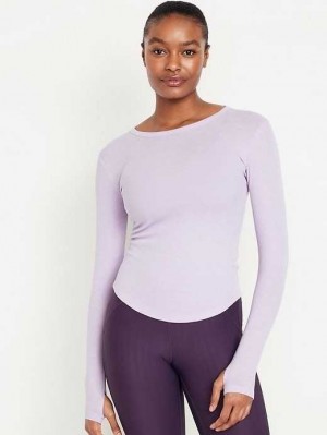 Haut Running Old Navy UltraLite Fitted Rib-Knit Top Femme Lavande | 706-HUWYSN