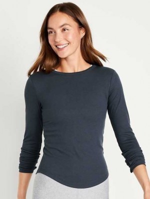 Haut Running Old Navy UltraLite Fitted Rib-Knit Top Femme Bleu Marine | 543-HNILUD
