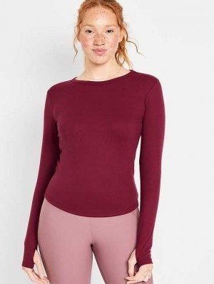 Haut Running Old Navy UltraLite Fitted Rib-Knit Top Femme Rouge Foncé | 859-OGIMZJ