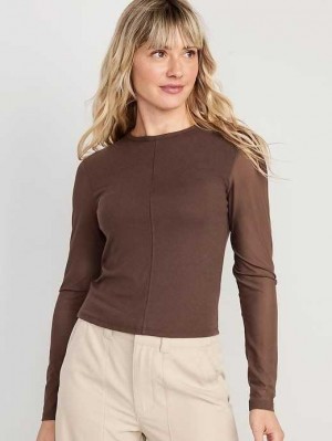 Haut Running Old Navy UltraLite Mesh-Sleeve Cropped Top Femme French Roast | 059-JDQXGA