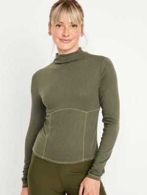 Haut Running Old Navy UltraLite Mock-Neck Rib-Knit Top Femme Conifer | 108-JANRHO
