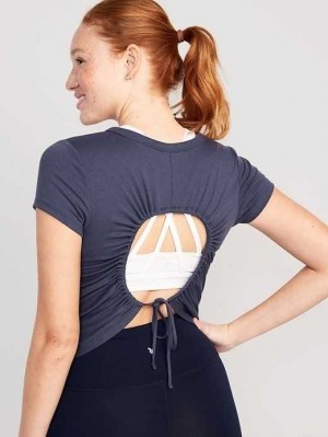 Haut Running Old Navy UltraLite Open-Back Rib-Knit T-Shirt Femme Volcanic Glass | 942-QJVANU