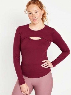 Haut Running Old Navy UltraLite Rib-Knit Layering Shrug Top Femme Rouge Foncé | 587-BYUHKR