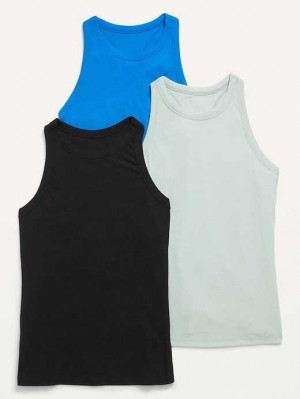Haut Running Old Navy UltraLite Rib-Knit Racerback Tank Top 3-Pack Femme Solid Cool | 539-DJXRFU