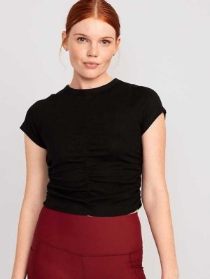 Haut Running Old Navy UltraLite Rib-Knit Ruched T-Shirt Femme Noir | 517-UDHZTO