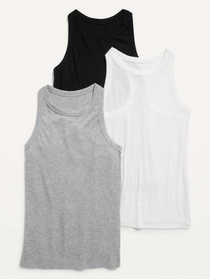 Haut Running Old Navy UltraLite Rib-Knit Racerback Tank Top 3-Pack Femme Noir | 054-RLMFYU