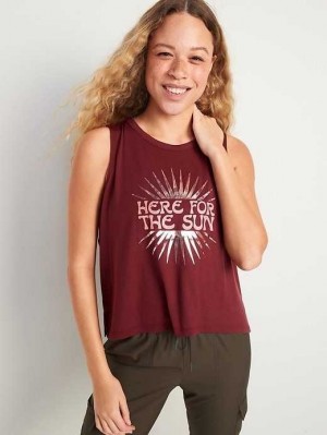 Haut Running Old Navy UltraLite Sans Manches Cropped Graphique T-Shirt Femme Orange | 689-PMSKNY