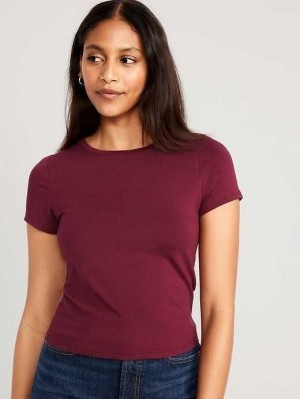 Hauts Old Navy Cropped Slim-Fit T-Shirt Femme Rouge Bordeaux | 529-TZMRKB