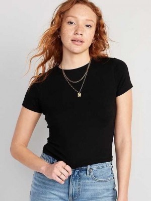 Hauts Old Navy Cropped Slim-Fit T-Shirt Femme Noir | 086-SWTXRU