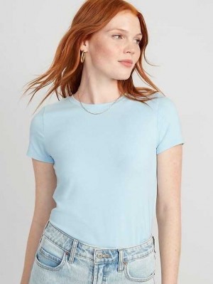 Hauts Old Navy Cropped Slim-Fit T-Shirt Femme Bleu | 836-OBJNRH