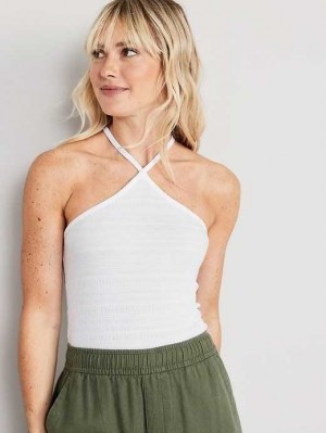 Hauts Old Navy Cropped Smocked Crossover Halter Cami Top Femme Calla Lilies | 182-DTWOCR