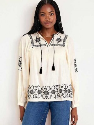 Hauts Old Navy Embroidered Boho Swing Blouse Femme Bleu Clair | 315-EAUJIX