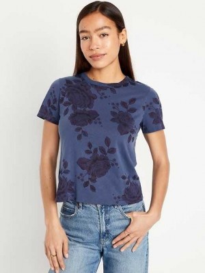 Hauts Old Navy EveryWear Crew-Neck Printed T-Shirt Femme Bleu | 835-TGKDWX