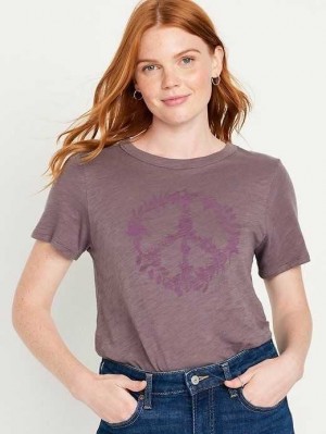 Hauts Old Navy EveryWear Graphique Slub-Knit T-Shirt Femme Wild Currant | 483-YDWRIB