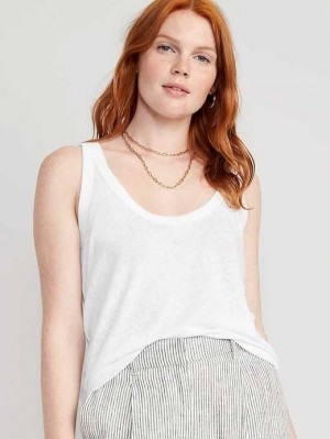 Hauts Old Navy EveryWear Linen-Blend Tank Top Femme Blanche | 670-GSKIUQ