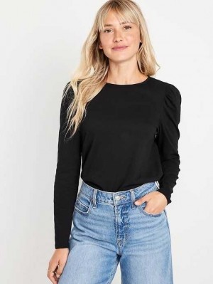 Hauts Old Navy EveryWear Puff-Sleeve Top Femme Noir | 724-EHZONA