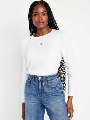Hauts Old Navy EveryWear Puff-Sleeve Top Femme Blanche | 078-RYSNLG