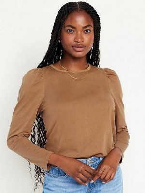 Hauts Old Navy EveryWear Puff-Sleeve Top Femme Spiced Saffron | 905-SOAXYB