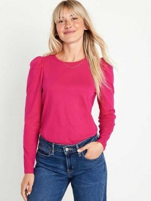 Hauts Old Navy EveryWear Puff-Sleeve Top Femme Rose | 834-FGZSIJ