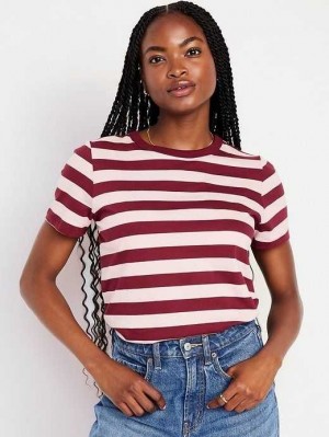 Hauts Old Navy EveryWear Rayé T-Shirt Femme Rose Stripes | 450-DGUKBH