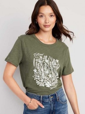 Hauts Old Navy EveryWear Slub-Knit Graphique T-Shirt Femme Follow Your Bliss | 275-QNZBCU