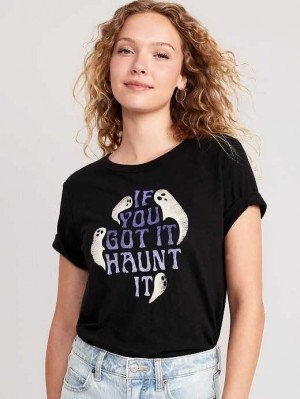 Hauts Old Navy EveryWear Slub-Knit Graphique T-Shirt Femme If You Got It Haunt It | 247-SIQPHA
