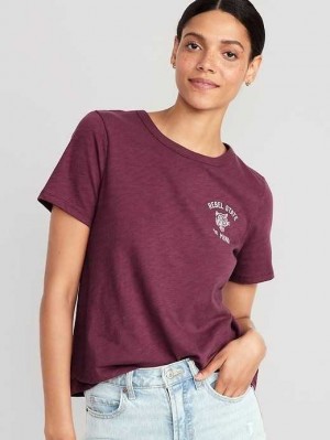 Hauts Old Navy EveryWear Slub-Knit Graphique T-Shirt Femme Rouge Bordeaux | 243-BNOPLM