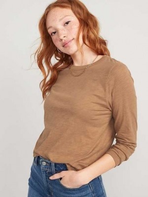 Hauts Old Navy EveryWear Slub-Knit Long-Sleeved T-Shirt Femme Acacia | 028-JZGQSY