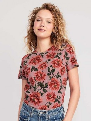 Hauts Old Navy EveryWear Slub-Knit T-Shirt Femme Rose | 156-YFLUDX
