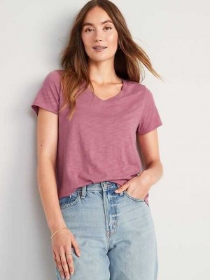 Hauts Old Navy EveryWear Slub-Knit V-Neck T-Shirt Femme Rosebloom | 576-TMDIRC