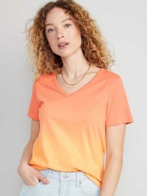 Hauts Old Navy EveryWear V-Neck Ombre T-Shirt Femme Orange | 390-FMTDPC