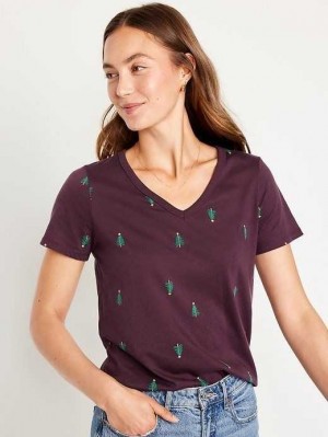 Hauts Old Navy EveryWear V-Neck Printed T-Shirt Femme Tree Print | 498-LSDVJT