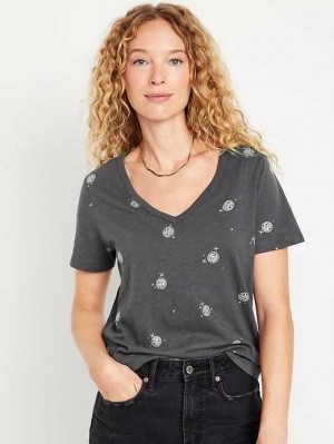 Hauts Old Navy EveryWear V-Neck Printed T-Shirt Femme Disco Ball | 342-PFIYCE