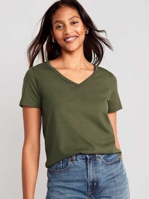 Hauts Old Navy EveryWear V-Neck Slub-Knit T-Shirt Femme Alpine Tundra | 475-VNUCTH