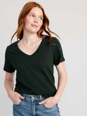 Hauts Old Navy EveryWear V-Neck Slub-Knit T-Shirt Femme Noir | 364-PHUAWI