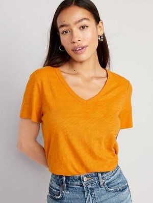 Hauts Old Navy EveryWear V-Neck Slub-Knit T-Shirt Femme Golden Arrow | 304-RMUWGP
