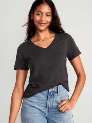 Hauts Old Navy EveryWear V-Neck Slub-Knit T-Shirt Femme Panthers 1 | 876-UXDVCP