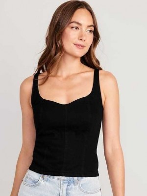 Hauts Old Navy Fitted Cropped Cami Top Femme Noir | 263-NWXDOT
