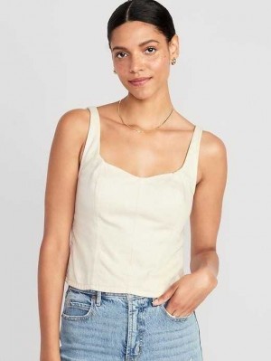 Hauts Old Navy Fitted Cropped Corset Cami Top Femme Ecru | 127-HBCYDV