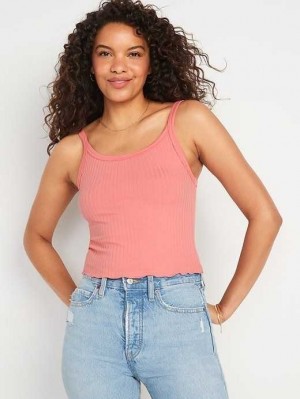 Hauts Old Navy Fitted Cropped Lettuce-Edge Rib-Knit Tank Top Femme Coho Salmon | 369-GDHWXC