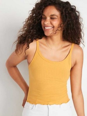 Hauts Old Navy Fitted Cropped Lettuce-Edge Rib-Knit Tank Top Femme Sweet Pollen | 920-EIWONC