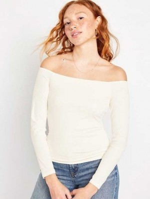 Hauts Old Navy Fitted Off-the-Shoulder Top Femme Bleu Clair | 359-GRQZSK