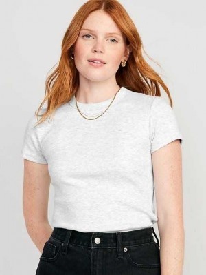Hauts Old Navy Fitted Rib-Knit Cropped T-Shirt Femme Grise Clair | 208-FSGQRB