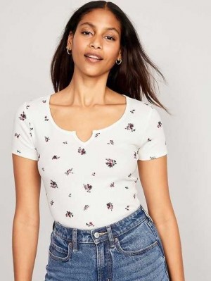 Hauts Old Navy Fitted Rib-Knit T-Shirt Femme Blanche | 709-GSYELP