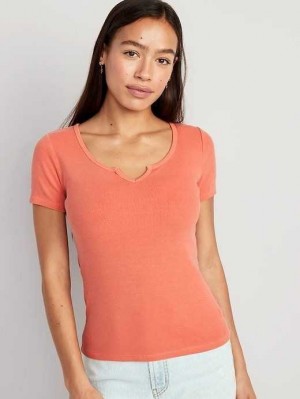 Hauts Old Navy Fitted Rib-Knit T-Shirt Femme Corail | 603-XHVWPD