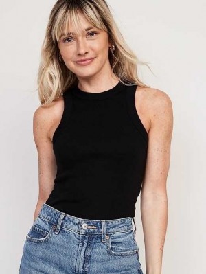 Hauts Old Navy Fitted Rib-Knit Tank Top Femme Noir | 791-LEFZPX