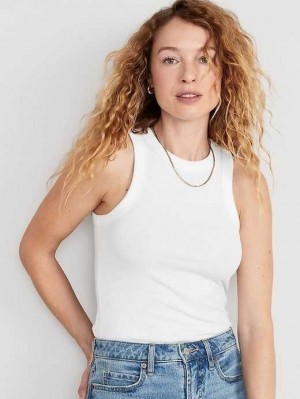Hauts Old Navy Fitted Rib-Knit Tank Top Femme Blanche | 243-SNDKFA
