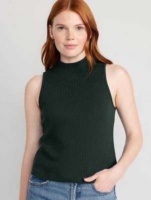 Hauts Old Navy Fitted Sans Manches Mock-Neck Top Femme Noir | 824-LFMQST